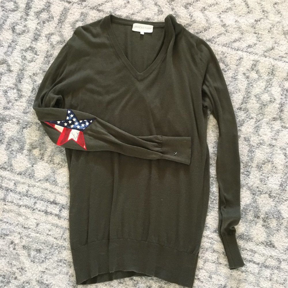 Olive Green Cashmere V-Neck Sweater